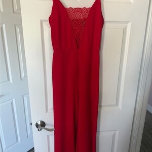 Windsor Vibrant Red Lace-Back Jumpsuit